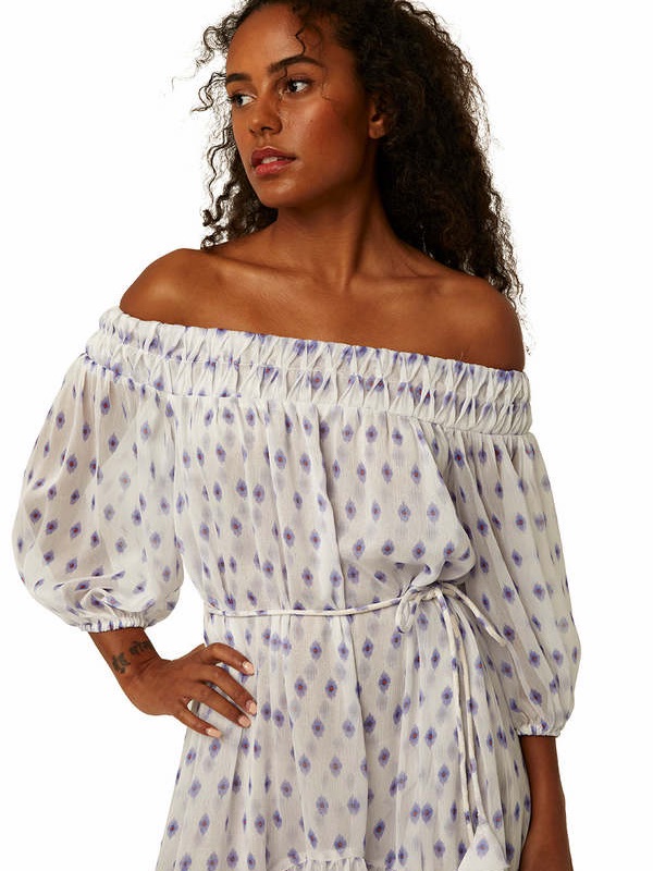 Misa Artemis Off-The-Shoulder Belted Chiffon Dress (Perfect For Vacation!)